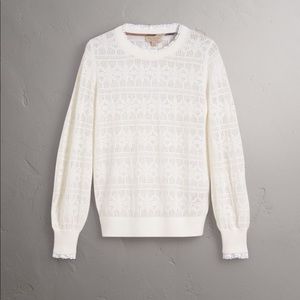 Women’s Burberry lace trim wool cashmere sweater